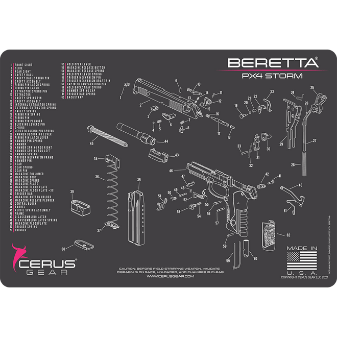 Beretta PX4 Storm Schematic Handgun Mat